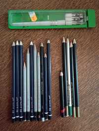 Zestaw ołowków ołówek akwarele + zestaw kreślarski obsadka i starówki
