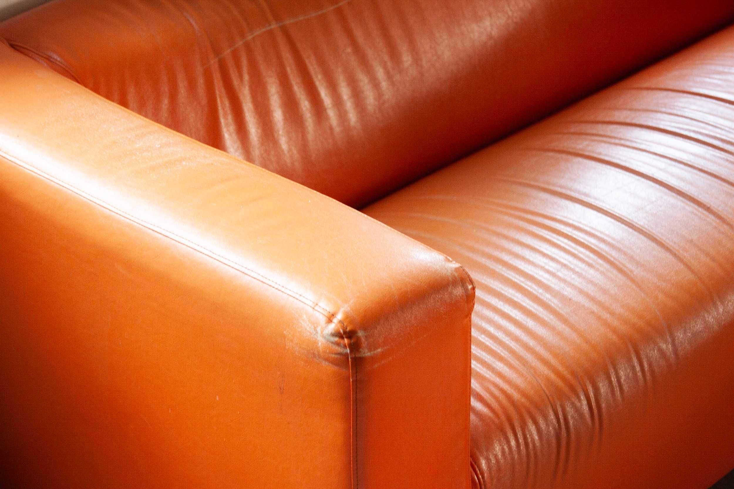 Sofa IKEA Klippan skórzana pomarańczowa x2