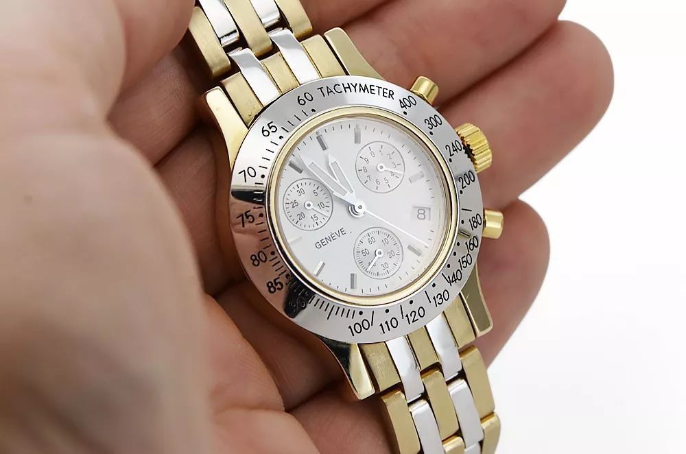 Ciekawy złoty 14K zegarek męski dwukolorowy Włoski mw068yw Gdańsk