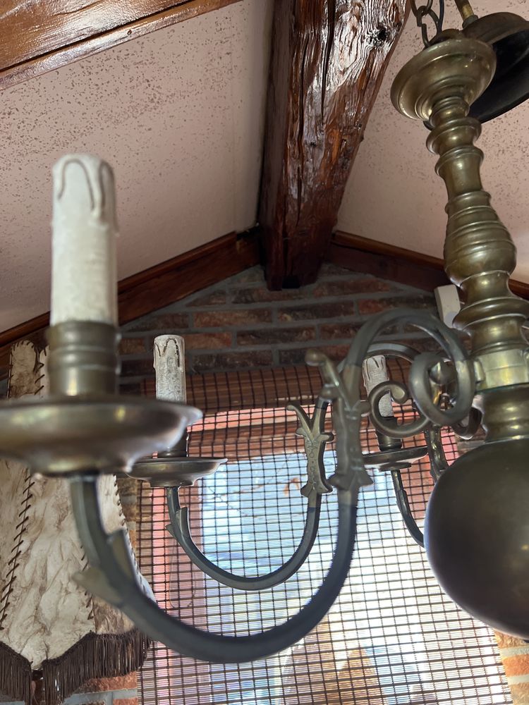 Wielki stary żyrandol mosiężny lampa z mosiądzu