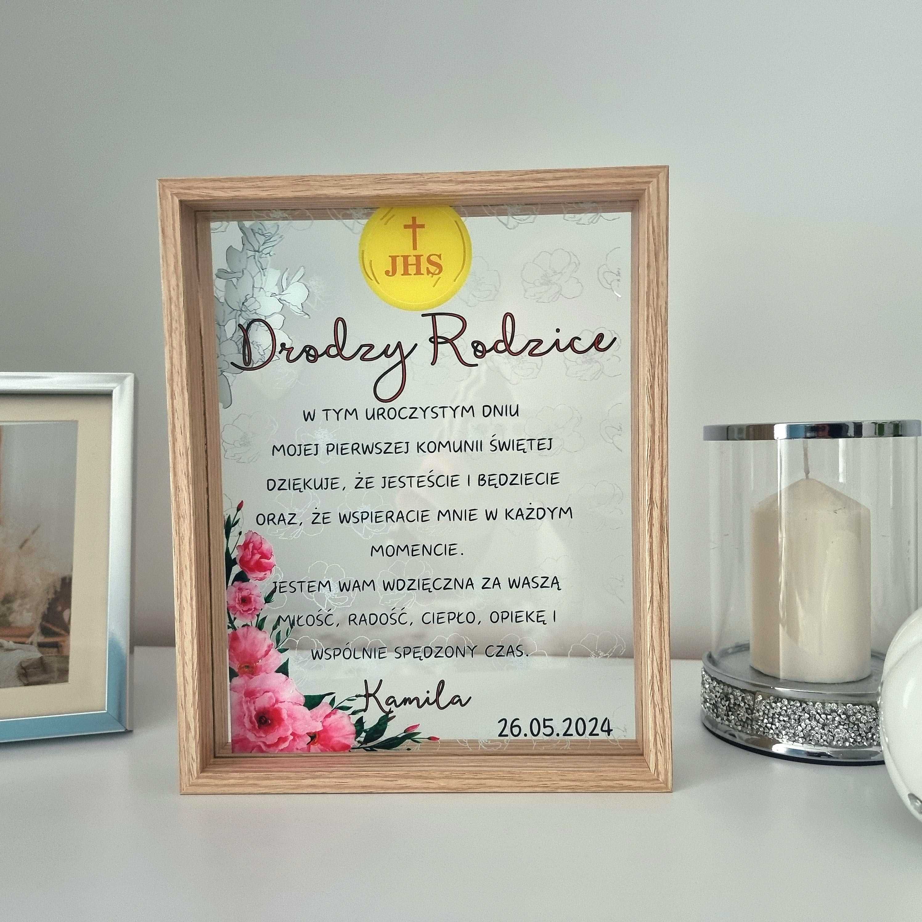 Ramka Personalizowana - Podziękowania DLA rodziców lub Chrzestnych
