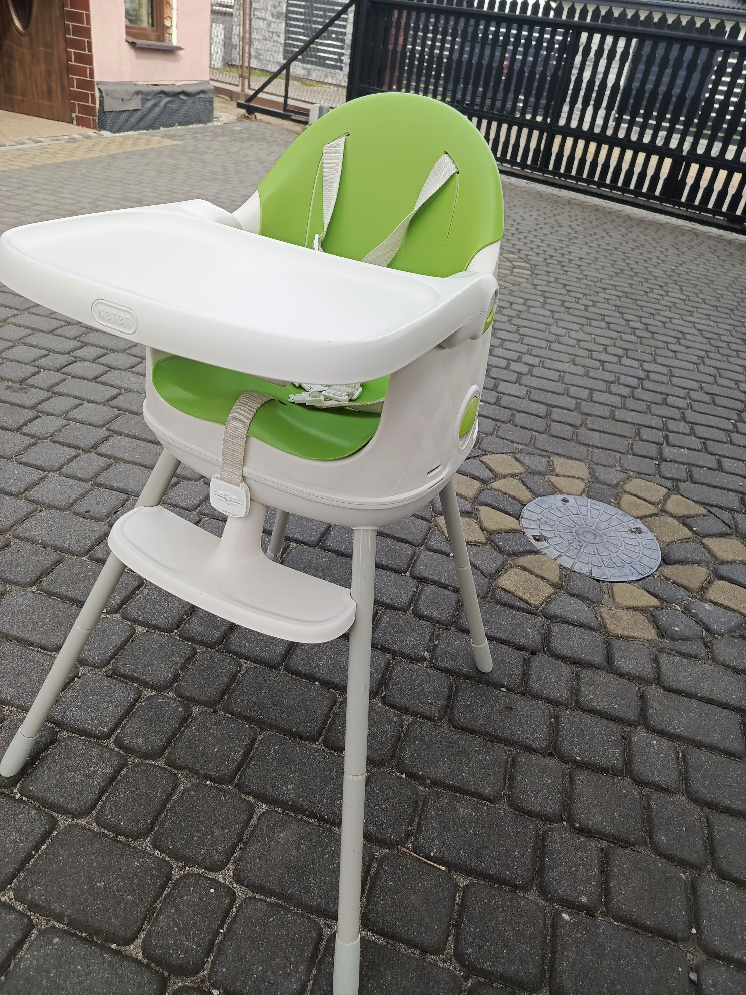 Krzesełko do karmienia dla dzieci składane biało zielone