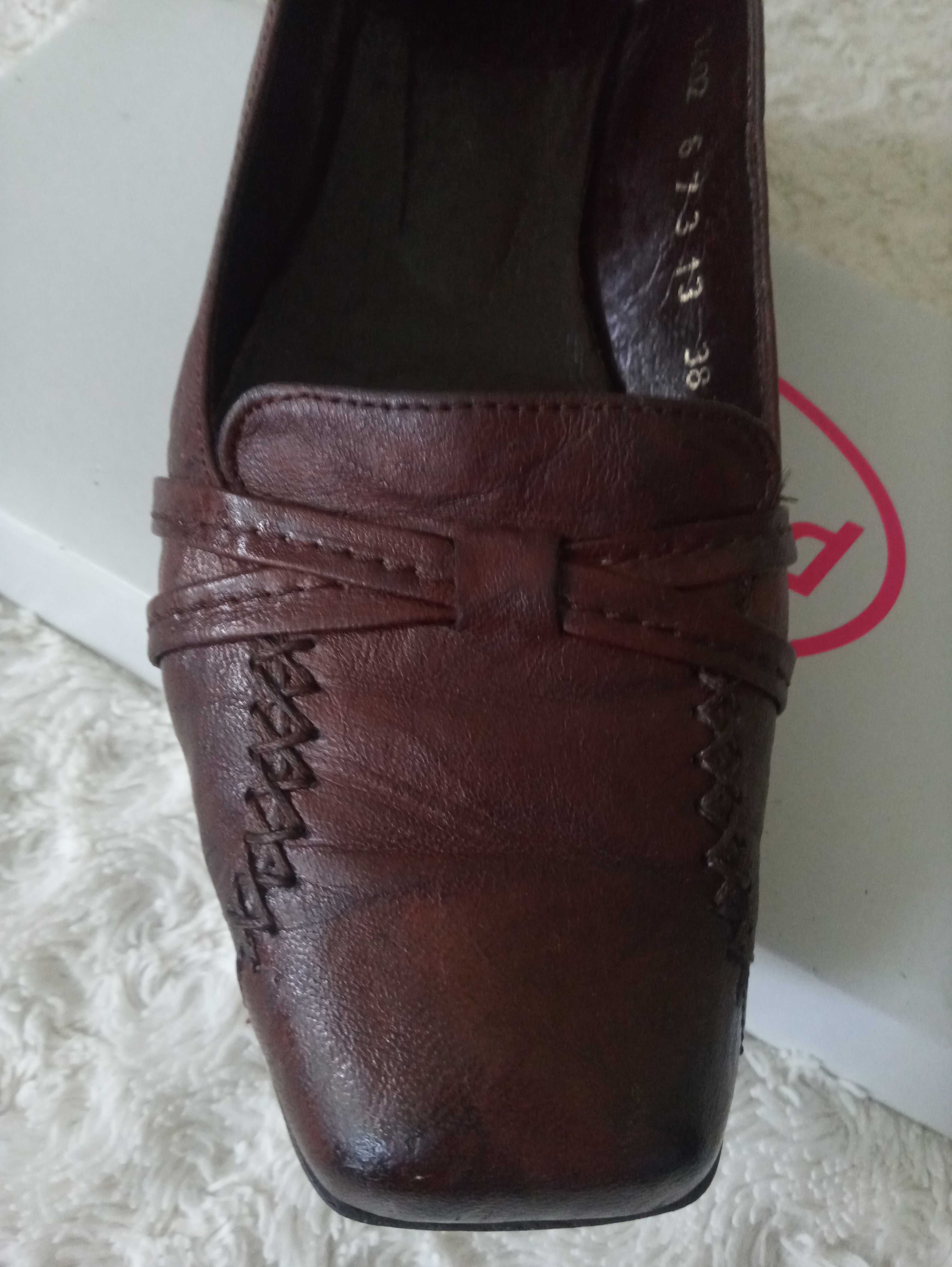 Loafersy brązowe skóra 38