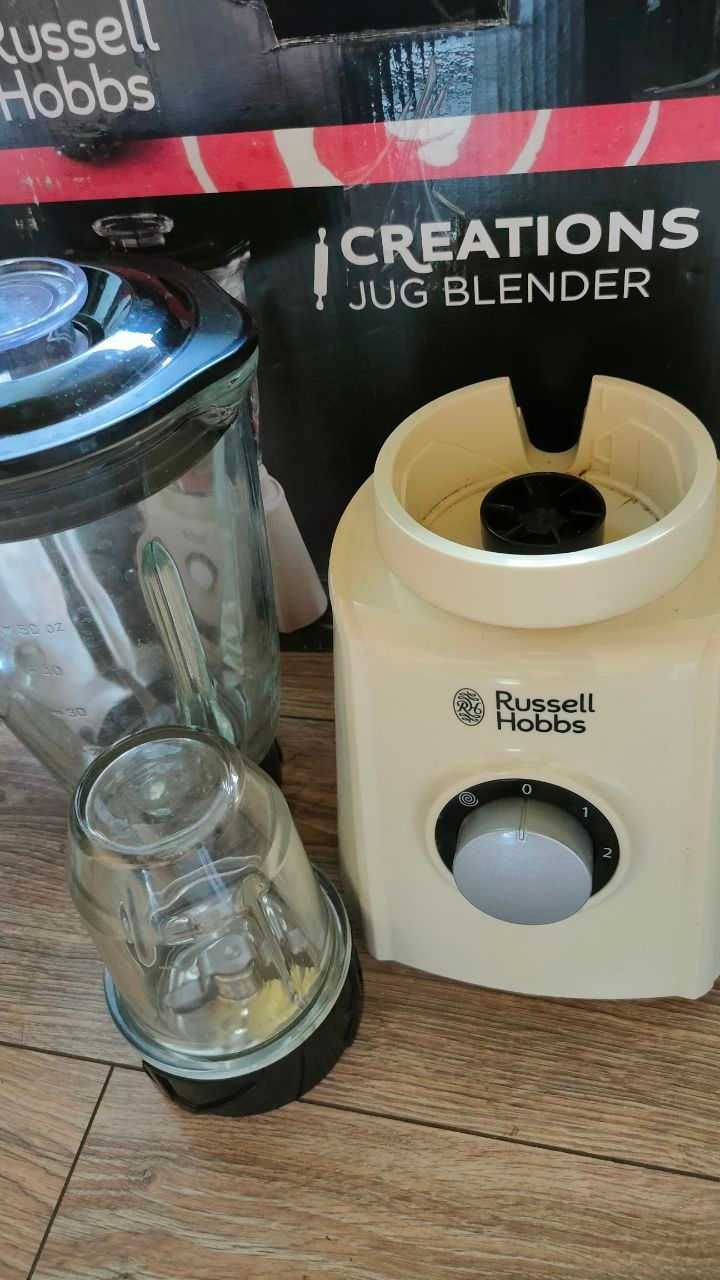 Blender kielichowy 2w1 Russell Hobbs, szklany, 600W (750W), jak nowy