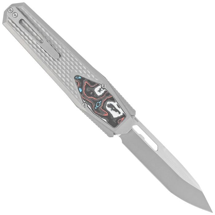Nóż grawitacyjny Remette Swordfish Titanium / Red Blue Carbon Fiber, P