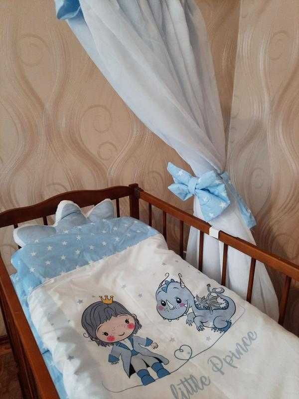 Набір бортиків в дитяче ліжко + подушка + ковдра + балдахін
