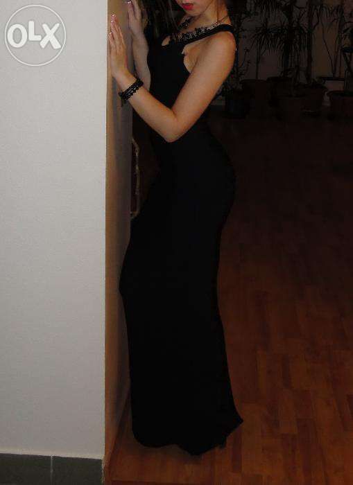 Черное бандажное платье в пол