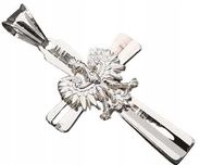 Srebrny krzyżyk diamentowany z orłem w koronie - przelotka - 6 mm