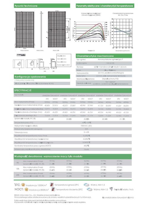 Panel fotowoltaiczny Jinko Solar 540W JKM540M-72HL4-BDVP Bifacial
