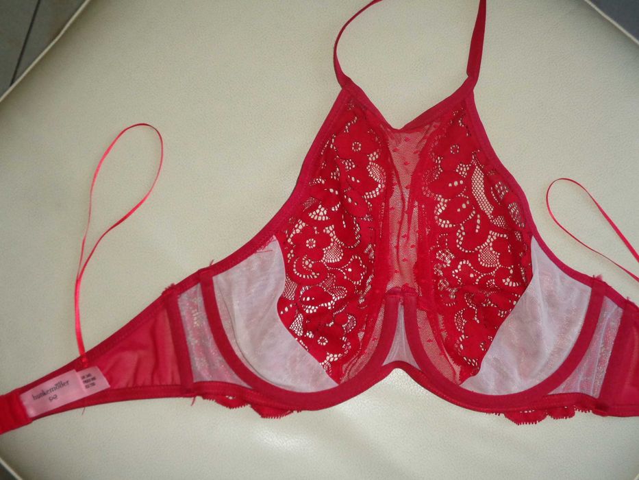 HUNKEMOLLER czerwony biustonosz koronkowy top bluzka jak nowy 75D
