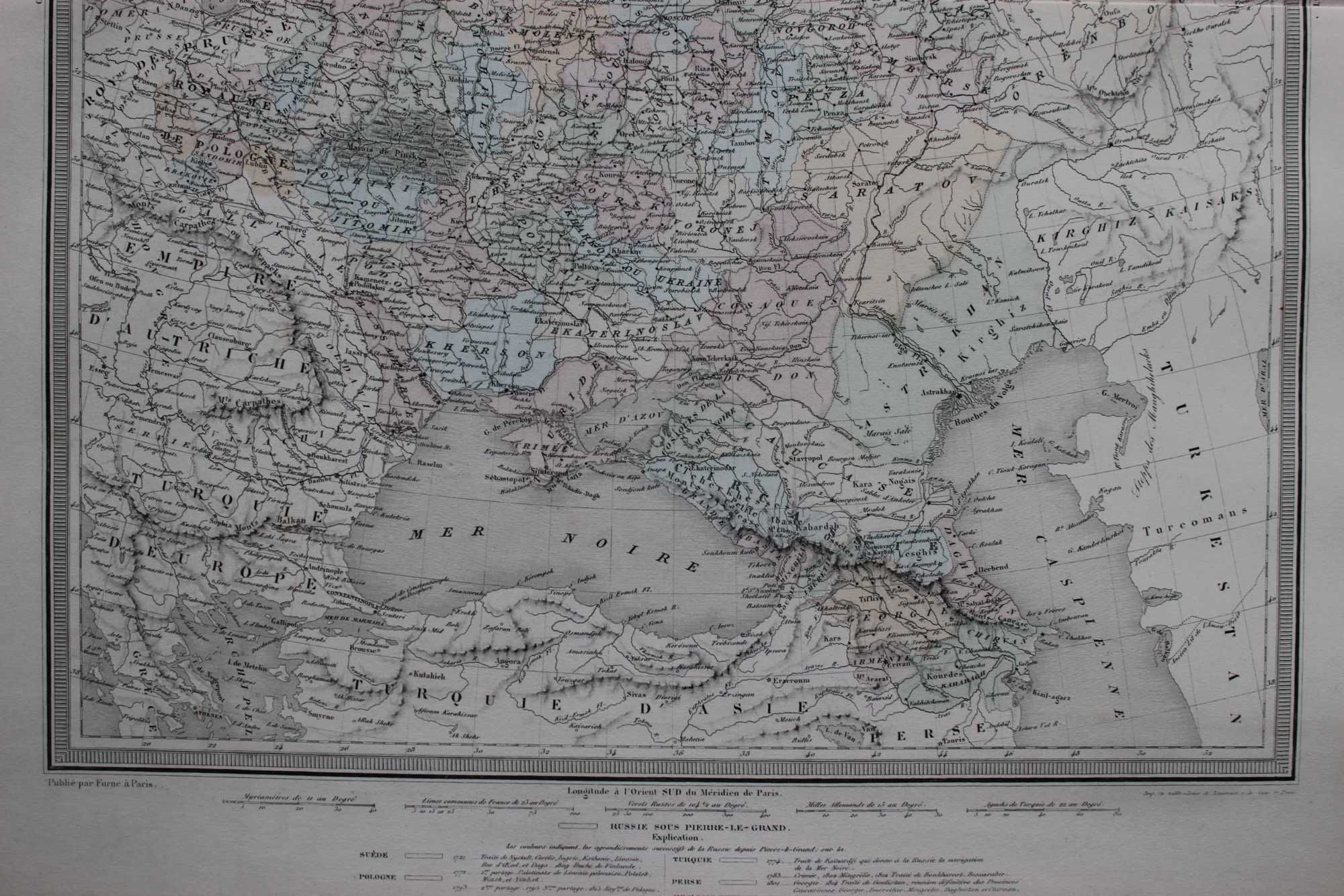 Wielka  mapa części europejskiej Rosji z 1861 roku.
