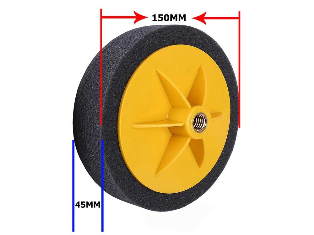 GĄBKA POLERSKA 3 Sztuki ZESTAW. M14 - 150 mm. + Adapter na WIERTARKĘ