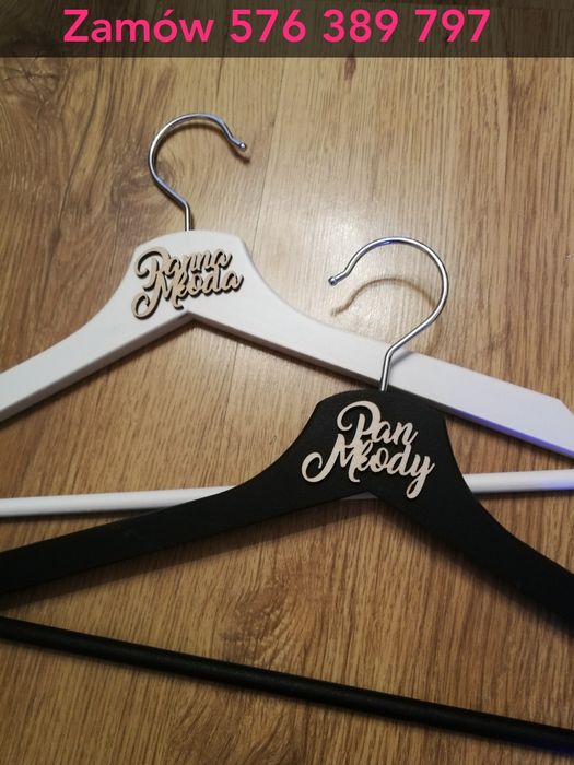 Wieszaki na ślub dla pary młodej komplet nowy Pan młody, Panna młoda