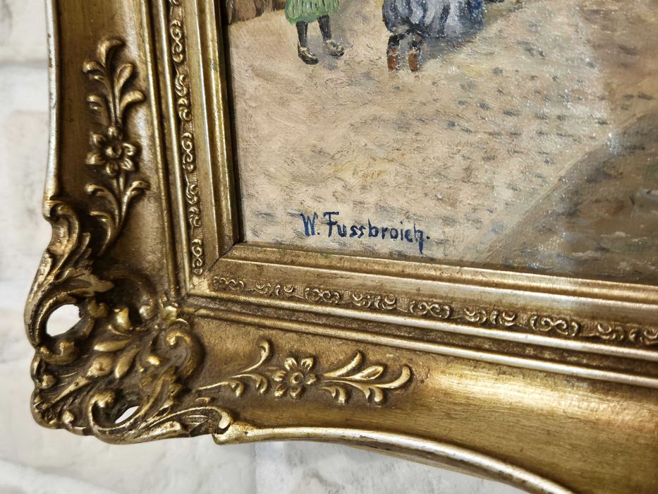 Obraz olej na płótnie Köln 1928 Straßburgergasse W. Fussbroich