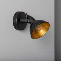 Reflektor lampa nastawna ścienna kinkiet czarny metalowy z żarówką