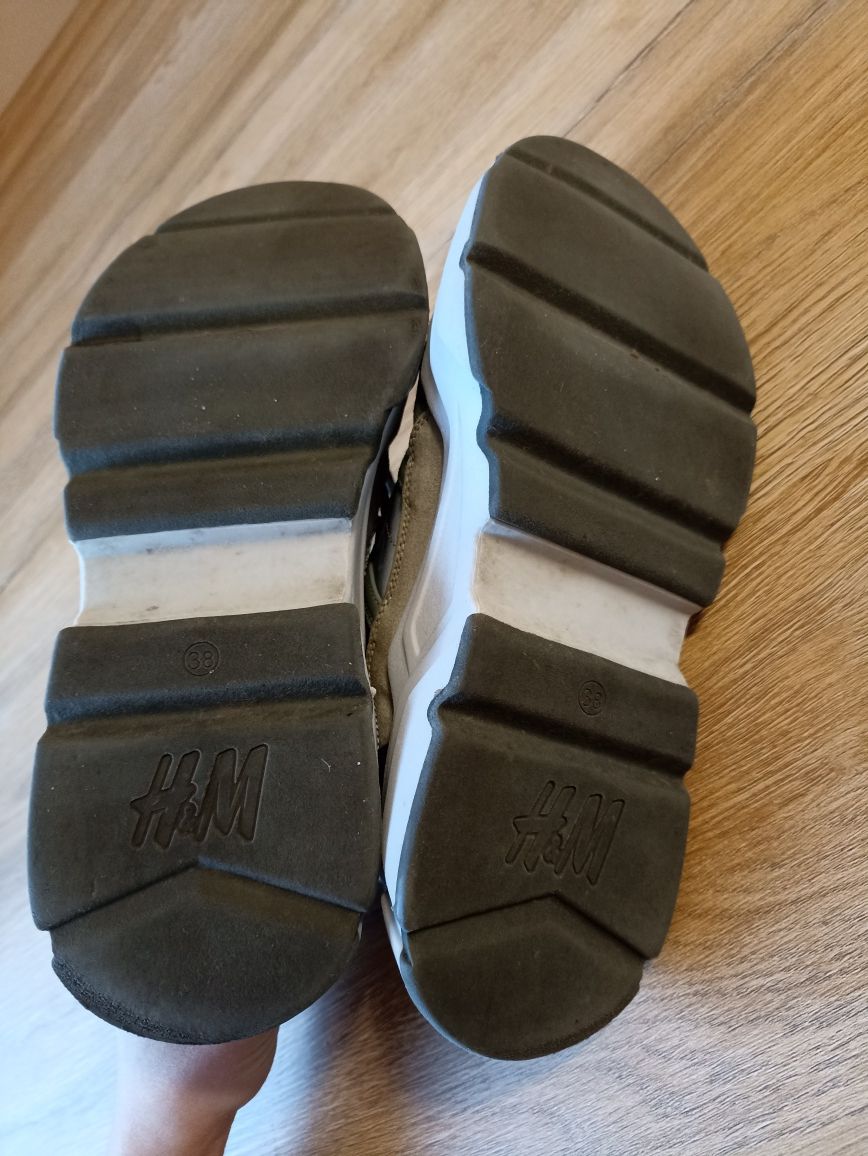 Sneakersy adidasy na wysokiej podeszwie khaki h&m