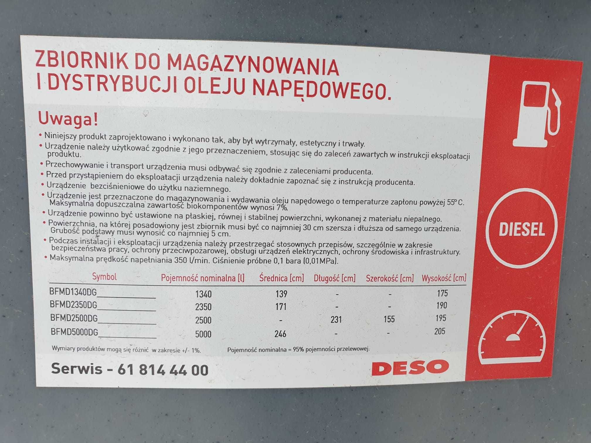 DESO zbiornik na olej napędowy  5000L  z licznikiem K600