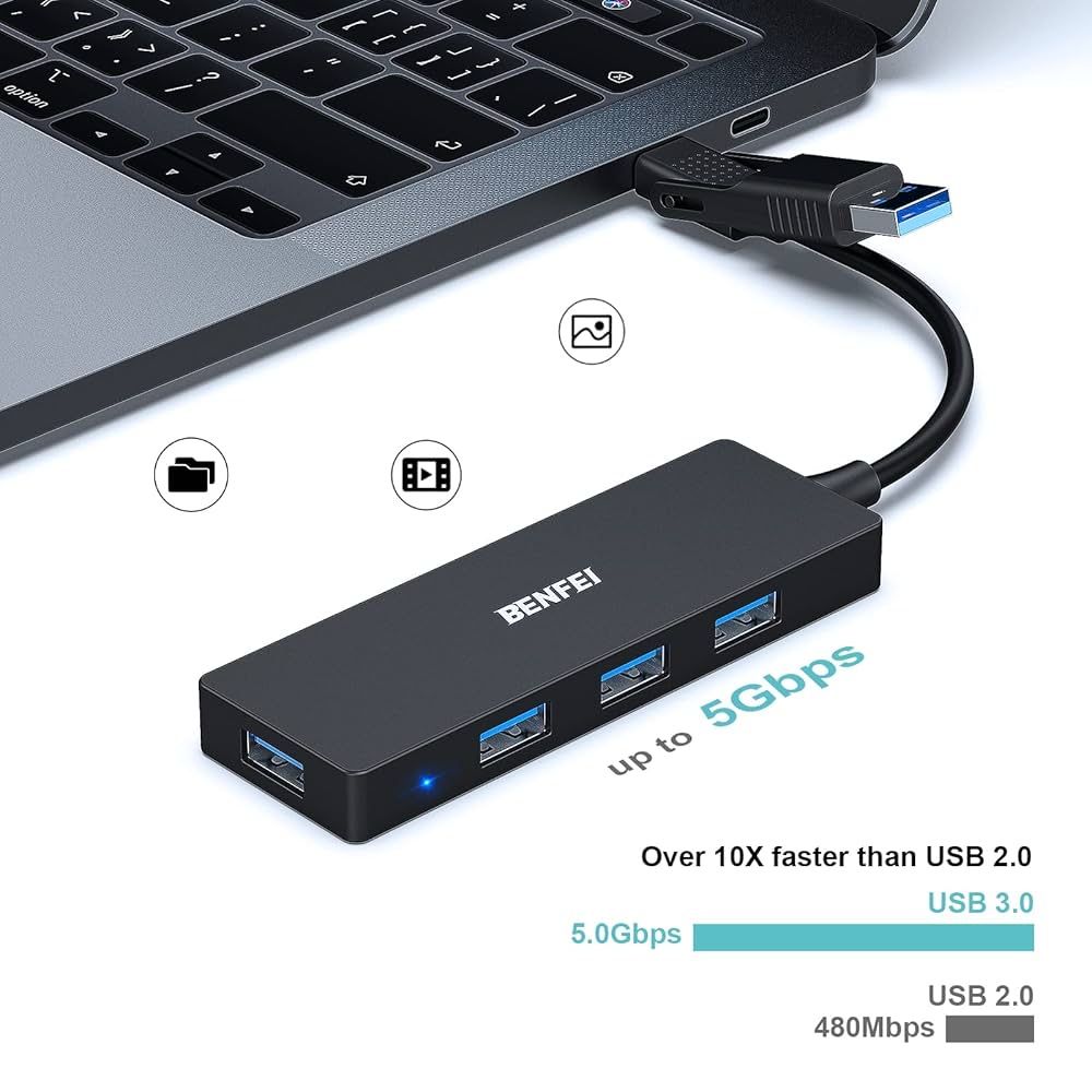 USB-хаб BENFEI USB 3.0, USB-C HUB, 2-в-1