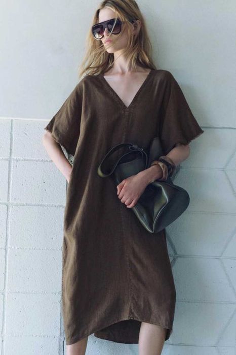 Туника платье zara лен льон S-M-L