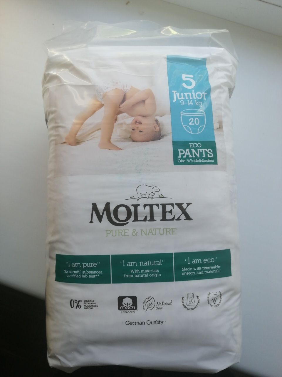 Підгузки Памперси - трусики Moltex Pure&Nature 5 Junior 9-14 kg 20×4