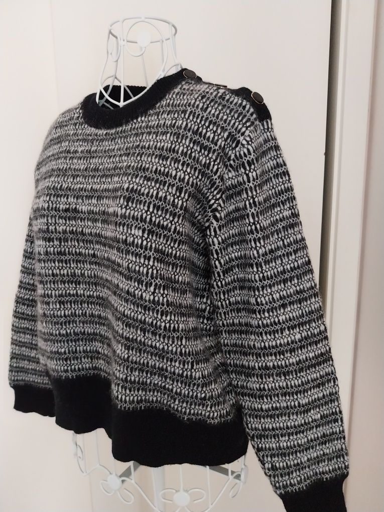 Camisola inverno | preto e branco | 60% lã | Galeries Lafayette