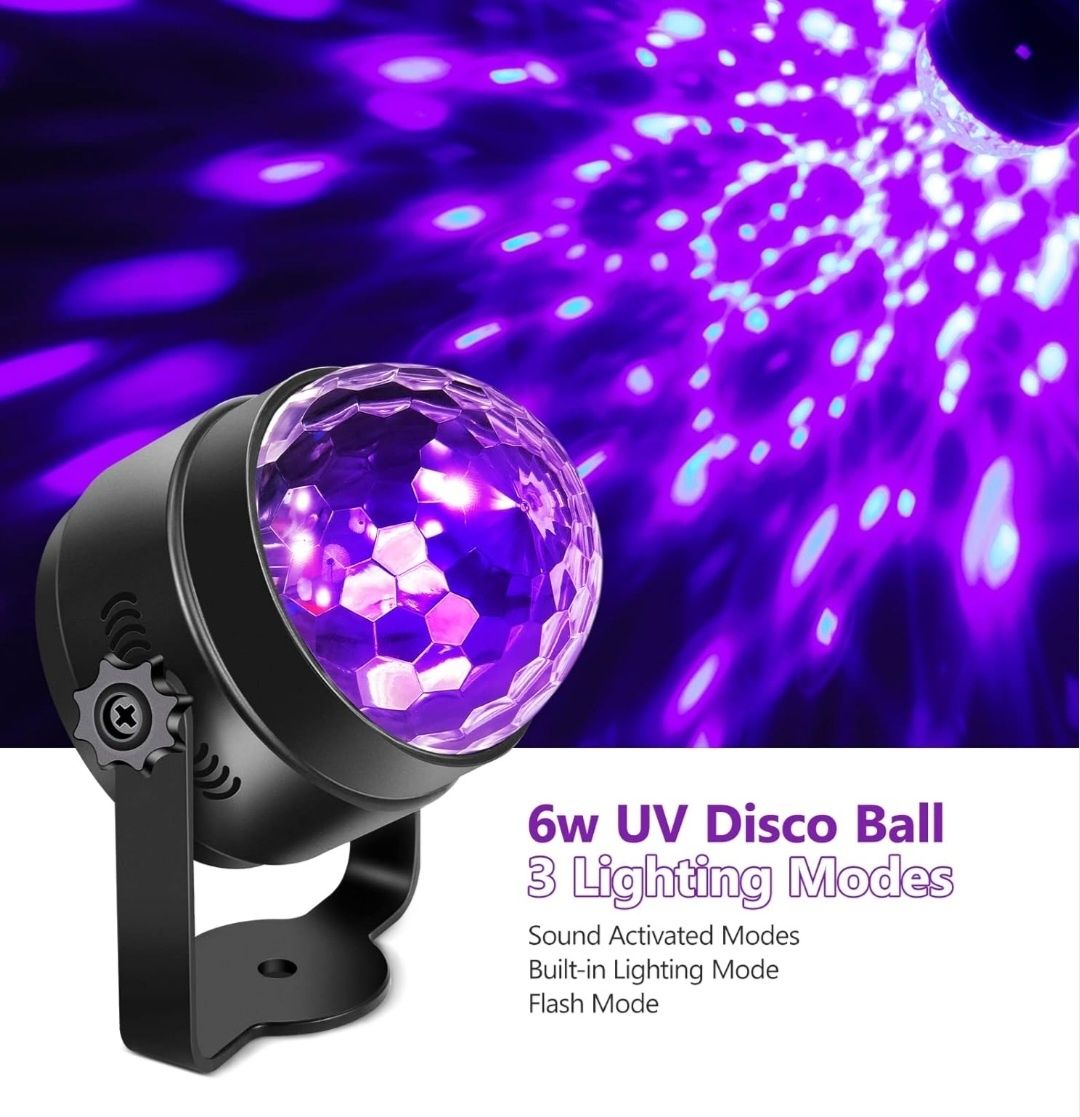 Kula dyskotekowa Litake 2szt. Led 6W 7 trybów, projektorDJ lampa disco