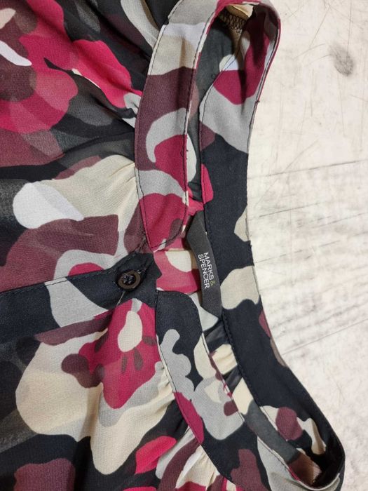 Piekna tiulowa bluzka koszulowa na ściągaczu Marks&Spencer 46/ 48