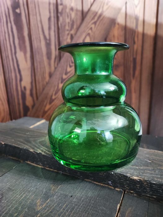 Zielone szkło wazon Brigitte Höfs lata 70