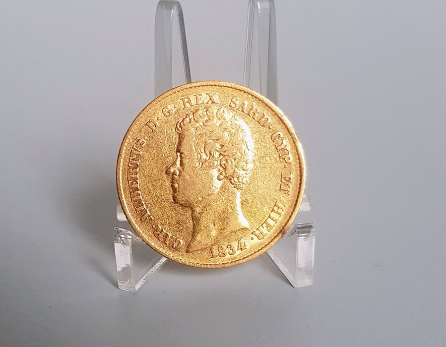ZŁOTA MONETA 20 lirów Królestwo Sardynii 1834r Albert