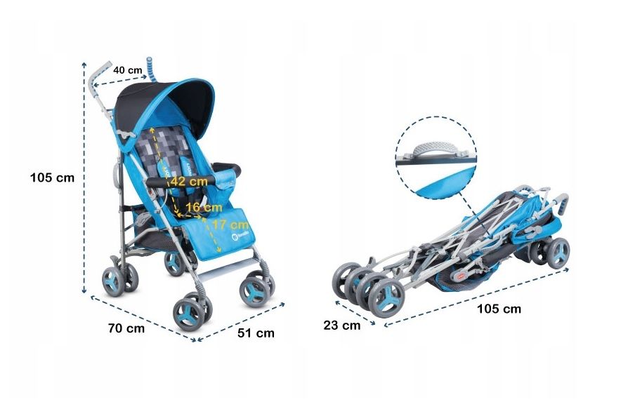 Wózek Spacerówka Elia ocieplacz+ folia+ kosz na zakupy czerwony