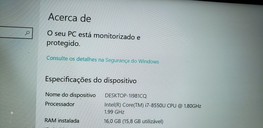 Portátil HP ENVY core i7 8th geração