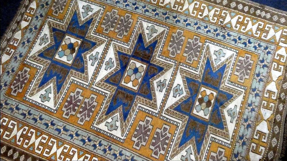 Raro e antigo tapete Turco ALTER KARS KASAK de Lã s/ Lã, com 175x142cm