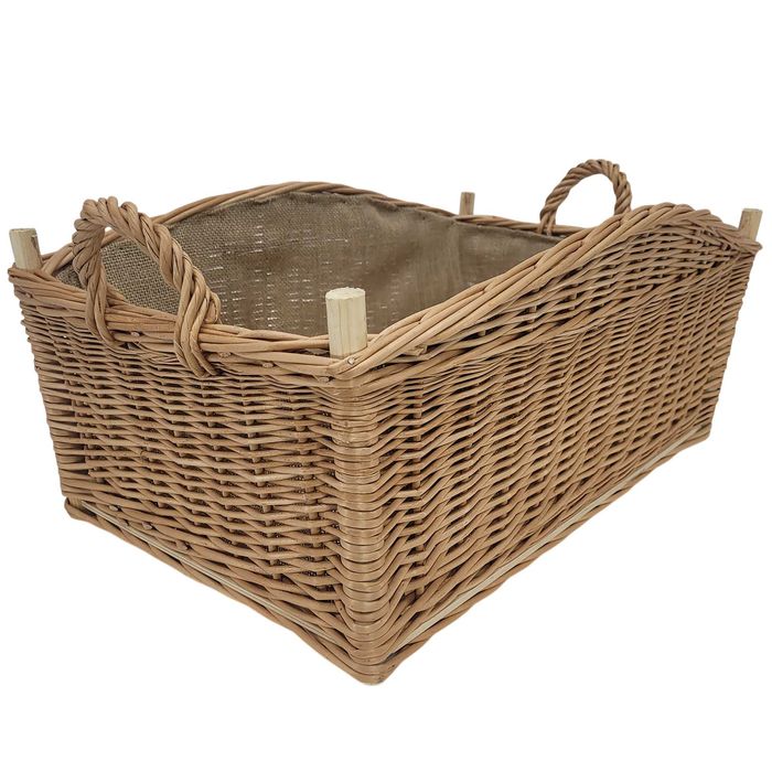 Kosz wiklinowy kominkowy z jutą 57x27x38 dno to sklejka 0,5cm