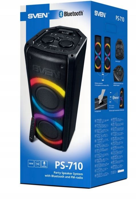 SVEN PS-710 głośnik bluetooth 100W radio FM KARAOKE przenośny bezprzew