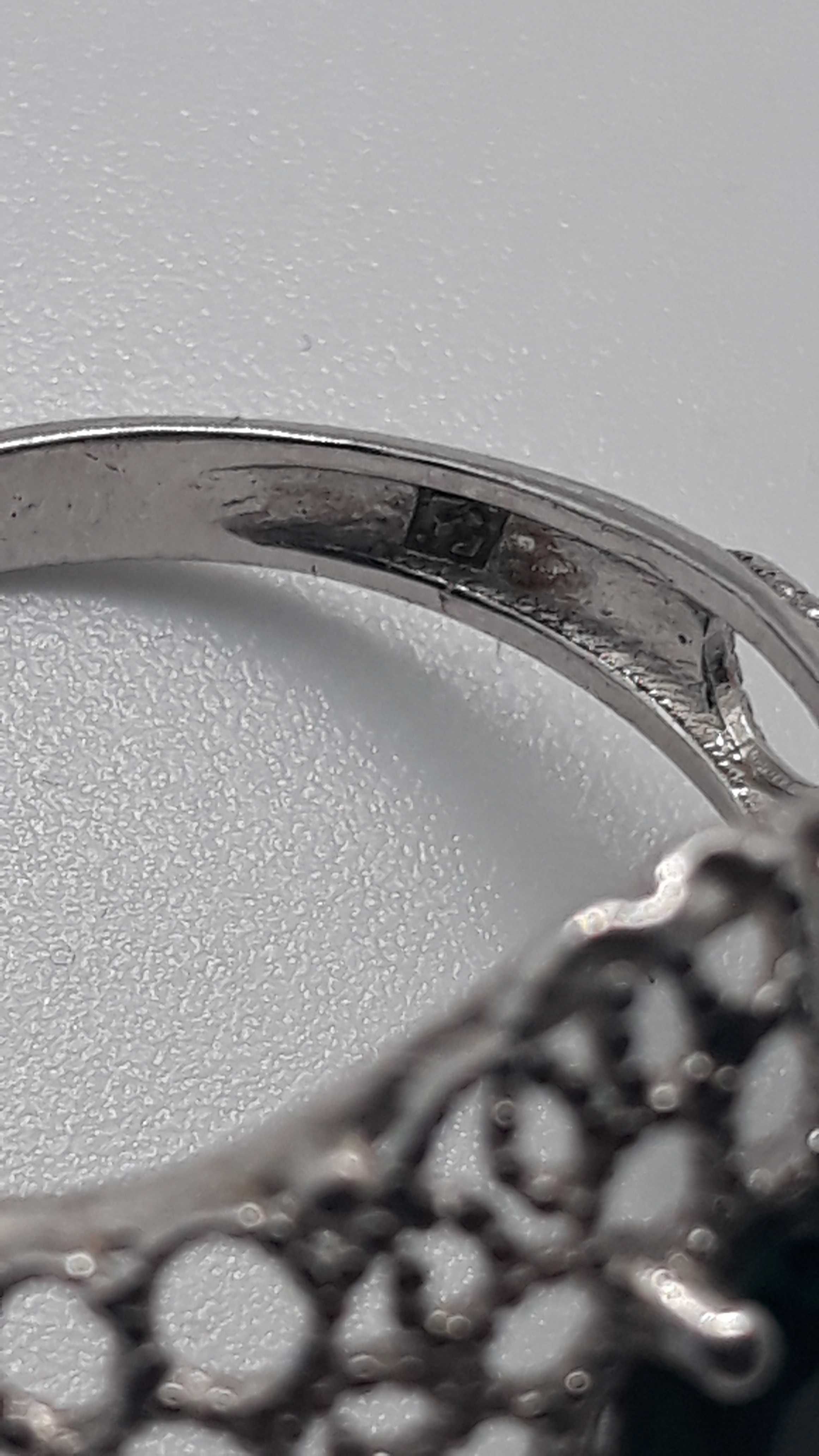 Cudo ażurowy okazały pierścionek srebro 925 zielona cyrkonia j. nowy!