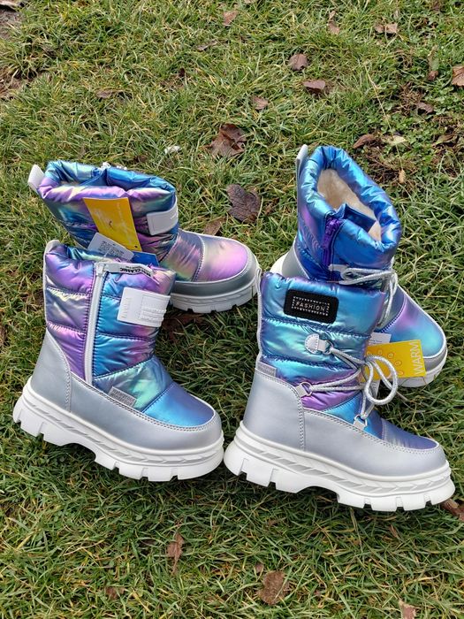 Зимові дутики дутіки чоботи сапоги дівчинка 28 29 30 31 32 33 34р
