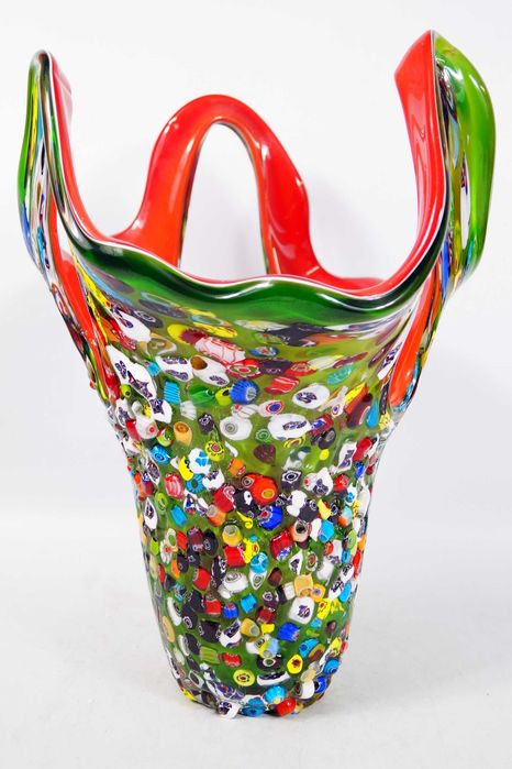 Wazon Murano style kolorowy szkło 3D cały wypukły unikat