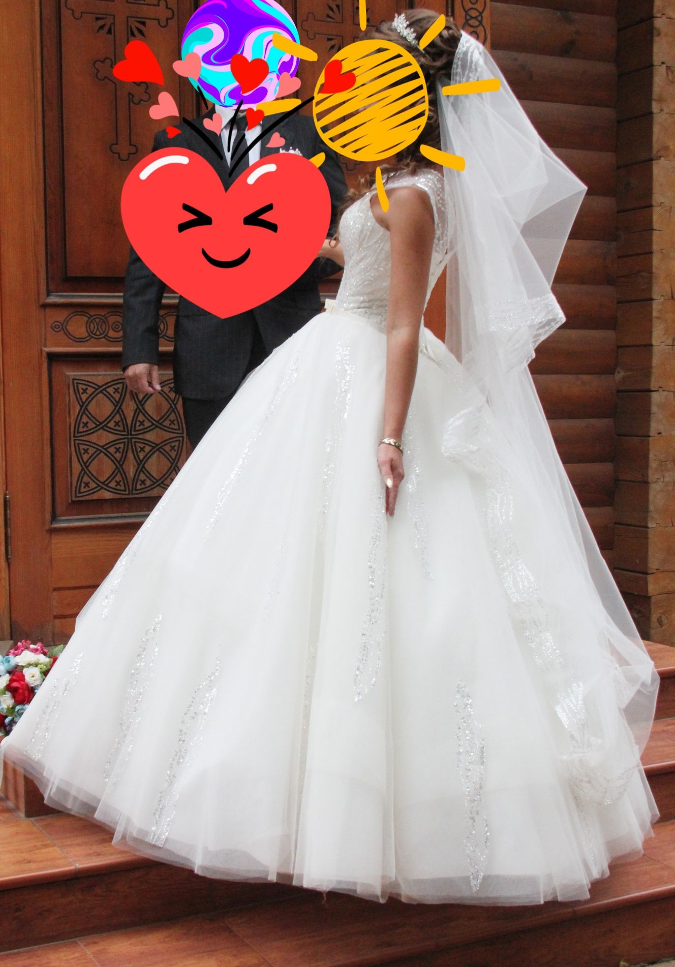 Пышное Элегантное свадебное платье с корсет