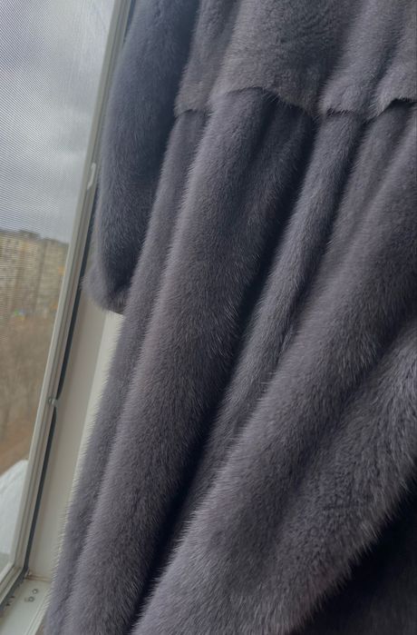 Графит! Греция! Необычная норковая шуба с капюшоном