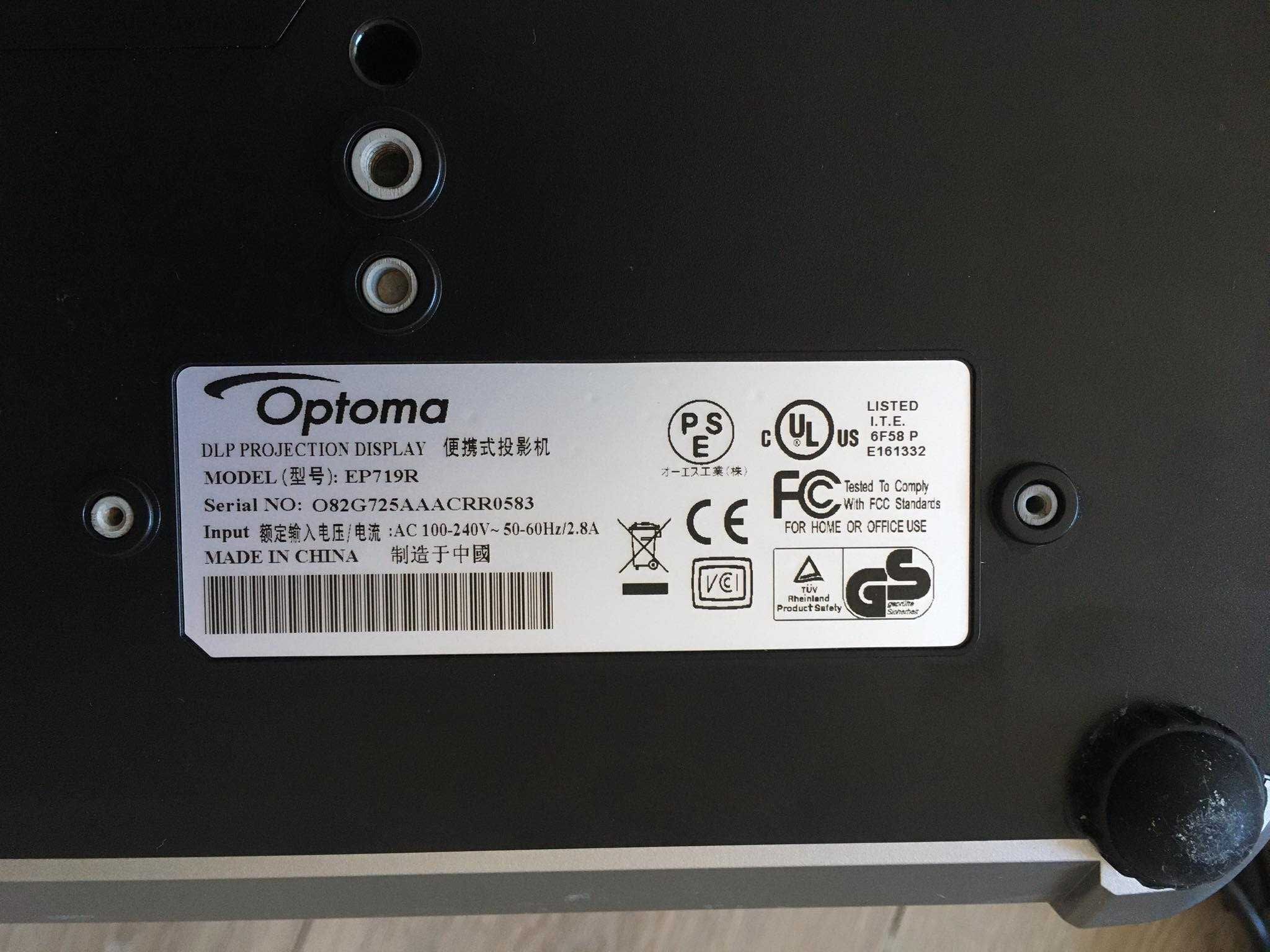 Projektor OPTOMA EP719R jak nowy tylko 419h, DLP, 2000 ANSI