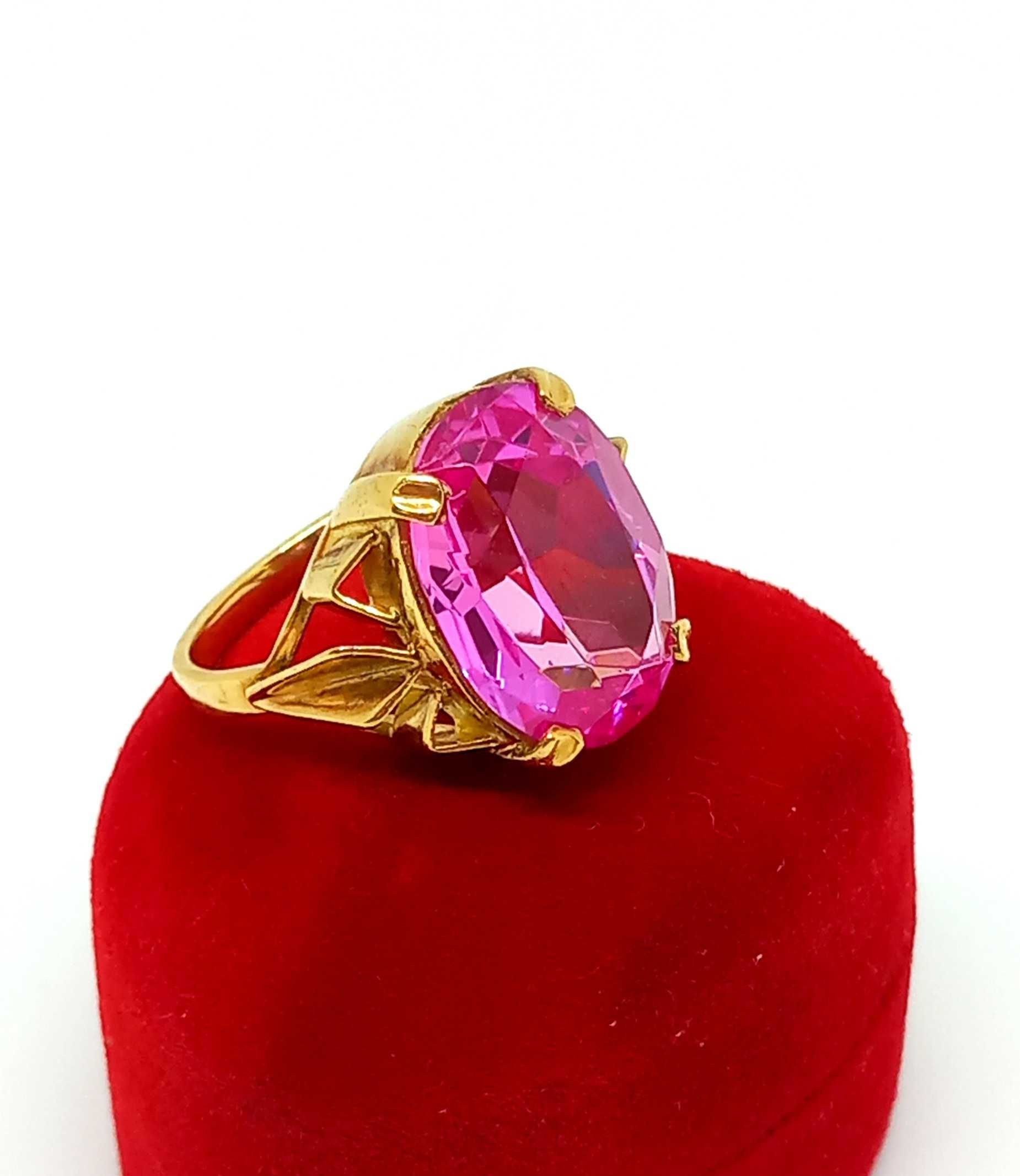 Złoty pierścionek z różowym kamieniem PR.750 W:5,06gr R.15 InterSKLEP