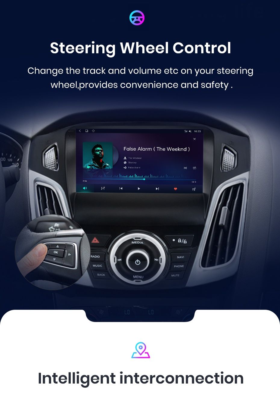 Rádio Android  9" Ford Focus 3 CARPLAY 8-core 4/64GB GPS WIFI 4G Novo