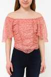 Primark bluzka siateczka kwiatki top boho morelowa