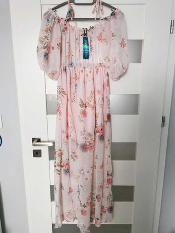 Nowa szyfonowa sukienka floral maxi boho