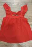 H&M top bluzka czerwona falbanki wiazana 38/m