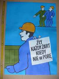 Stary plakat z PRL .plakat BHP