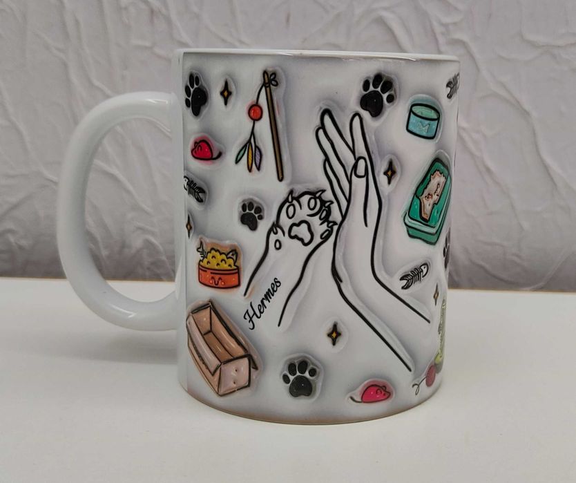 Kubek kocia łapa i właściciela 330ml dłoń plus łapka 1-6 kotków efe 3D