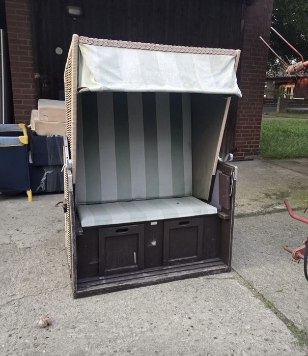 Fotel plazowy kosz wiklinowy ogrodowy z szafka