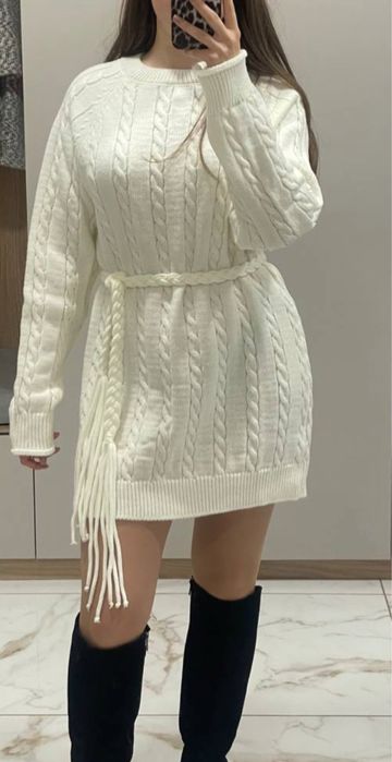 Вʼязана молочна сукня,  DRESSA трикотажна сукня зимова