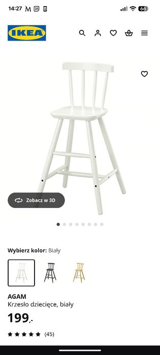 Krzesło dziecięce IKEA agam biały
